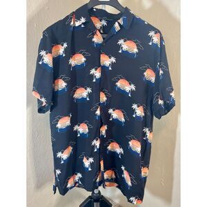 L Button up Hawaiian sunset beach shirt